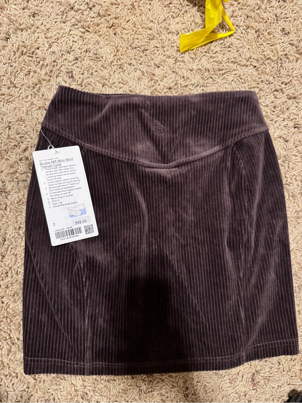 lululemon athletica Corduroy Mini Skirt in Deep Brown